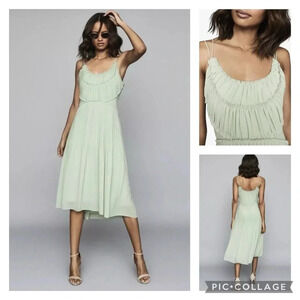 NWT REISS London Thora Pleated Scoop Neck Sleeveless Dress size 0